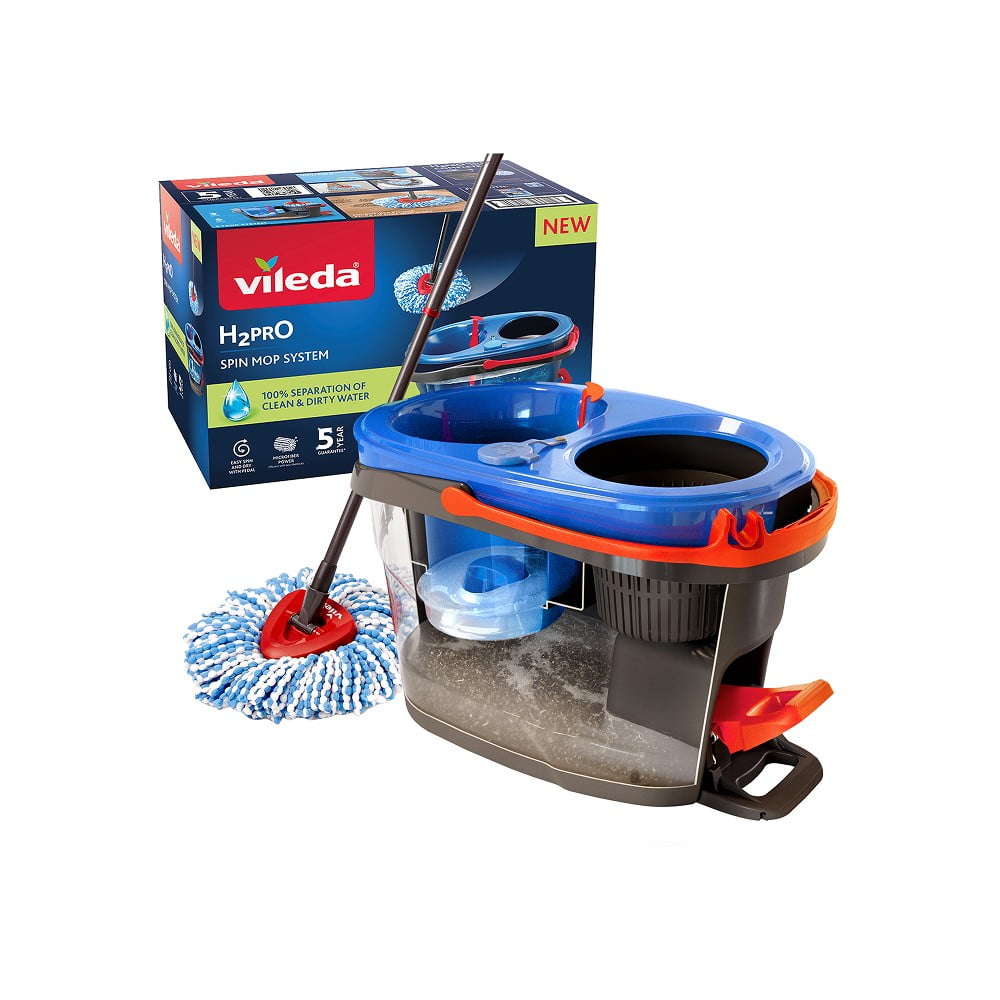 Set Mop E Secchio Con Stripper E 5 Panni - Mocio Piatto A Giro 360° Per Pavimenti In Legno, Piastrelle E Marmo