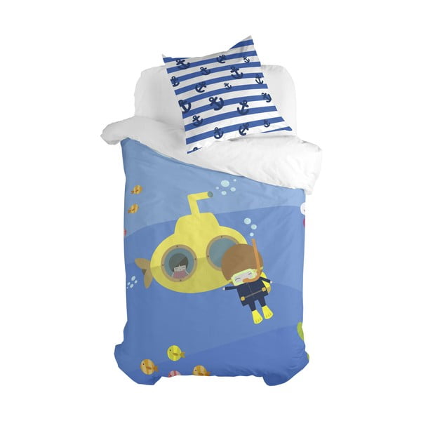 Biancheria da letto per bambini in puro cotone , 140 x 200 cm Yellow Submarine - Happynois