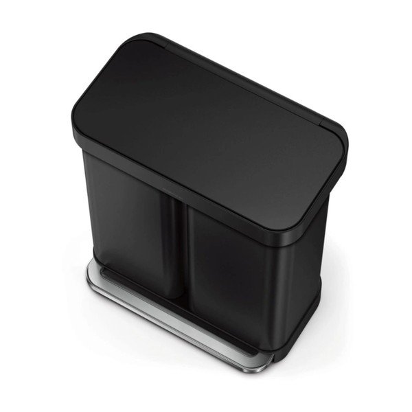 Cestino per la spazzatura nero opaco in acciaio per raccolta differenziata/con pedale 34+24 l – simplehuman-image-4