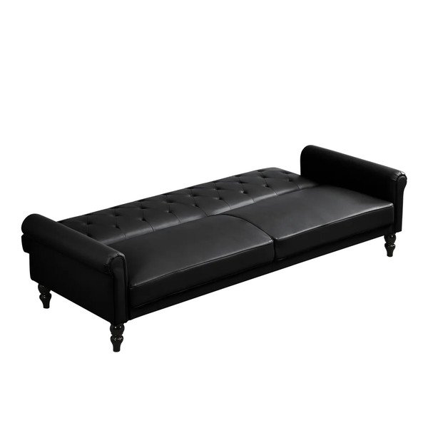 Divano nero reclinabile/allungabile con rivestimento in finta pelle 222 cm Tyne – Støraa-image-4