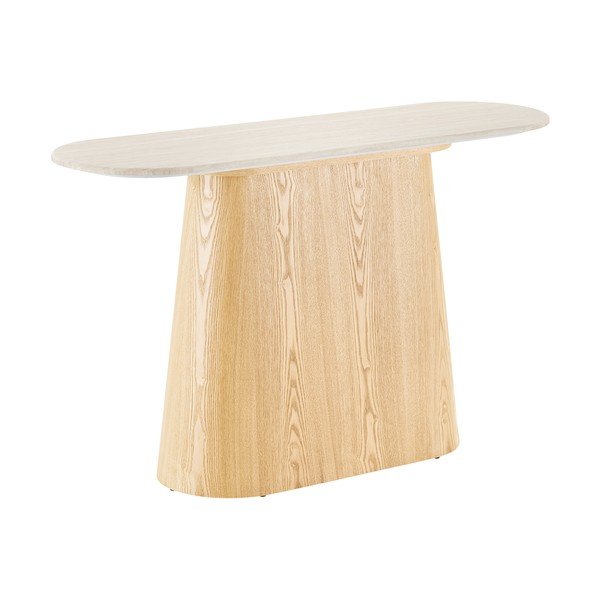 Tavolo consolle color crema/di colore naturale con piano in pietra 40x130 cm Larvik – House Nordic