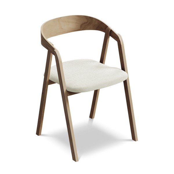 Sedia da pranzo color crema in legno massiccio Erika – Makamii