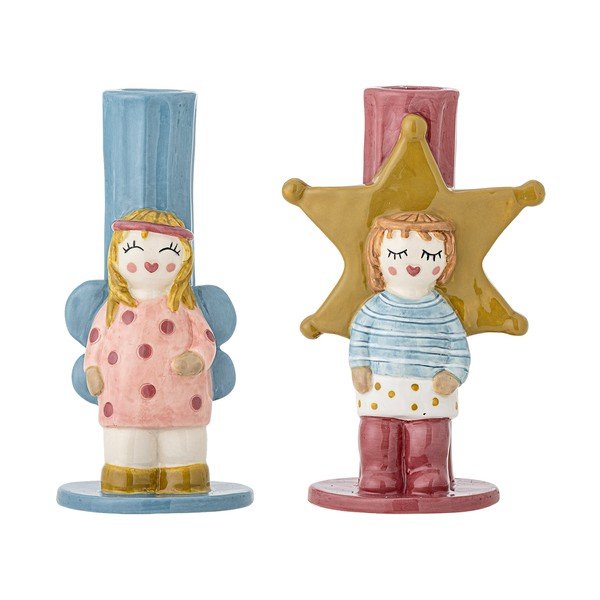 Portacandele in set in gres 2 pz Bisby – Bloomingville