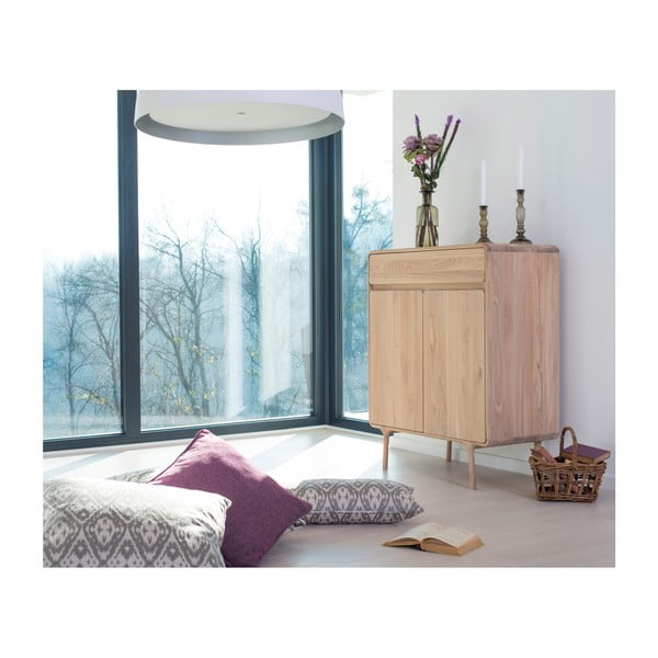 Cassettiera in rovere massiccio Fawn - Gazzda-image-1