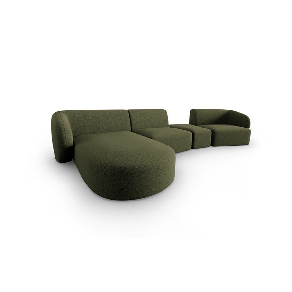 Divano angolare verde (con penisola a sinistra/con chaise lounge) con rivestimento in ciniglia Paolo – Milo Casa-image-2