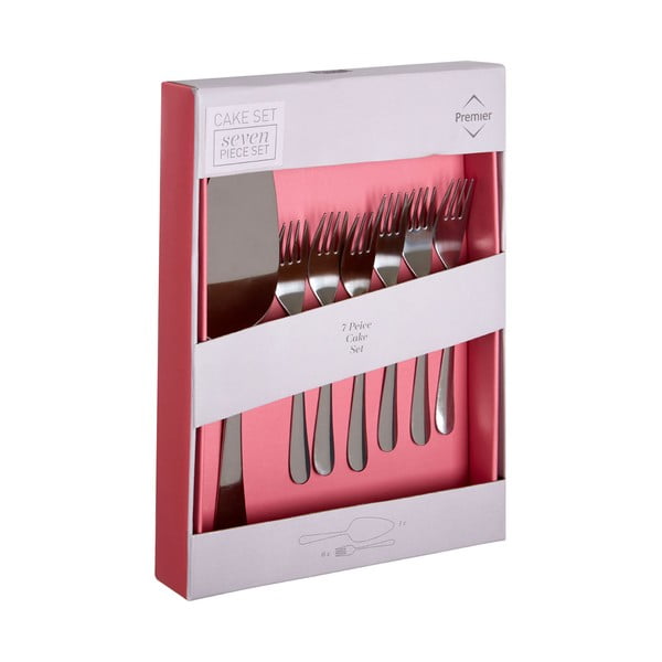 Set di forchettine da dolci grigio in acciaio inox 7 pz Hallie – Premier Housewares-image-1