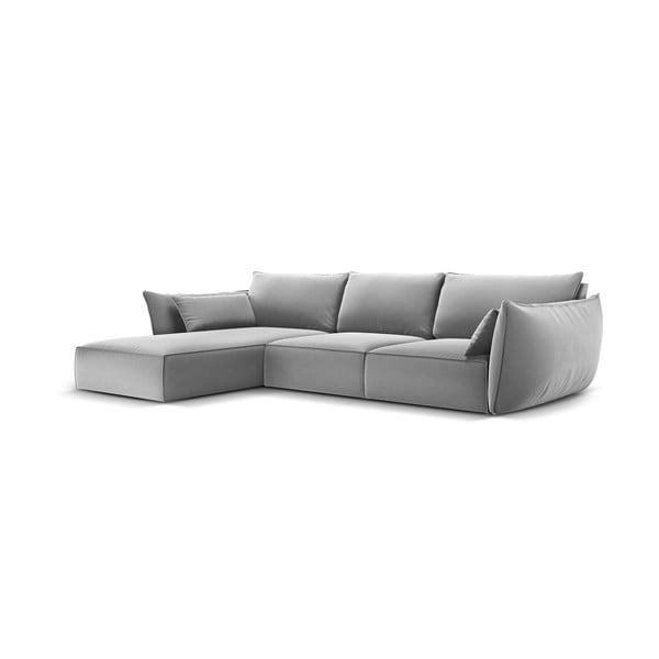 Divano angolare grigio chiaro (con penisola a sinistra/con chaise lounge) con rivestimento in velluto Vanda – Mazzini Sofas-image-2