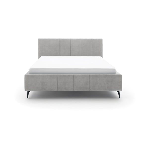 Letto matrimoniale imbottito grigio chiaro con contenitore con rete inclusa 180x200 cm Lizzano – Meise Möbel-image-3