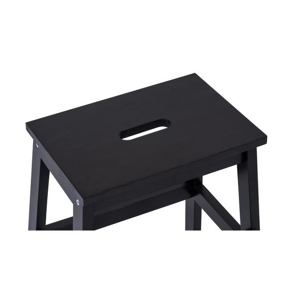 Sgabello in legno di gomma nero Corg - Bonami Essentials-image-4