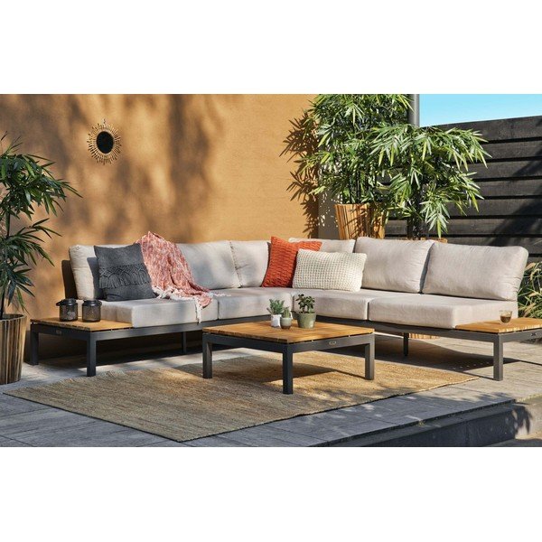 Set da giardino in teak nero/beige per 4 persone Villa - Exotan-image-2
