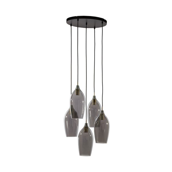 Lampadario con paralume in vetro grigio scuro-bronzo ø 45 cm Lukaro - Light & Living