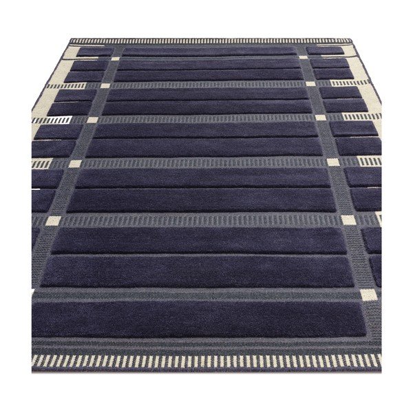 Tappeto blu scuro/beige in lana tessuto a mano 120x170 cm – Asiatic Carpets-image-4