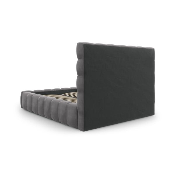 Letto matrimoniale imbottito grigio con contenitore con griglia 140x200 cm Bali - Cosmopolitan Design-image-4