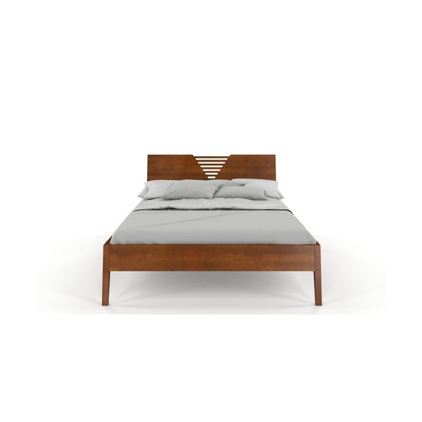 Letto matrimoniale in legno di faggio in noce Visby , 160 x 200 cm Wolomin - Skandica-image-2