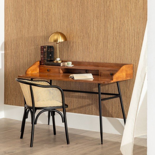 Scrivania in legno con gambe in metallo nero 60x140 cm - Ixia-image-2