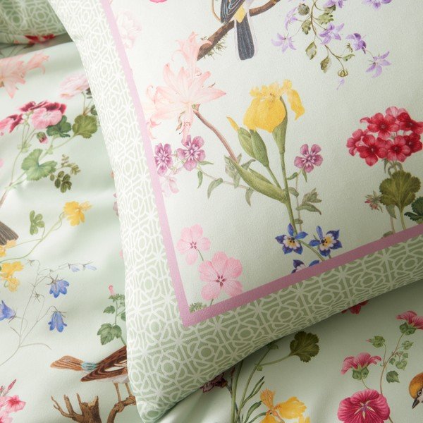 Set copripiumino e federa verde per letto matrimoniale 3 pezzi 200x200 cm Birds In Bloom – RHS-image-4
