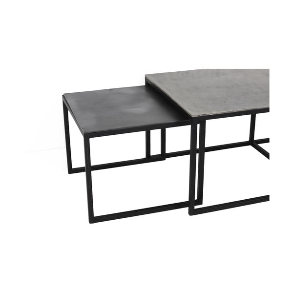 Set di 3 tavolini in metallo nero-grigio scuro 50x120 cm Kumalu - Light & Living-image-4