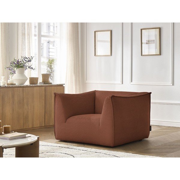 Poltrona arancione con rivestimento in velluto a coste Giorgia – Bobochic Paris-image-1