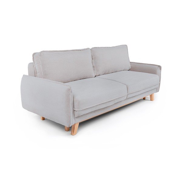 Divano grigio chiaro allungabile/con contenitore con rivestimento in velluto a coste 218 cm Tori – Bonami Selection-image-1