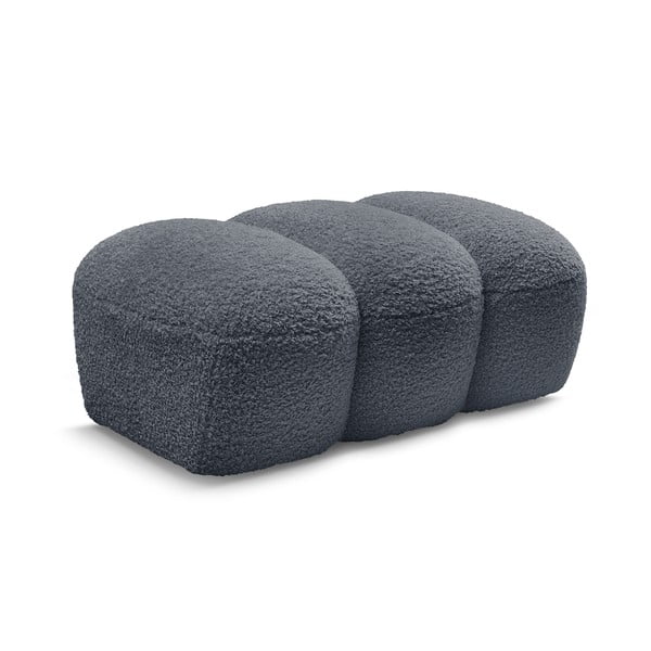 Poggiapiedi grigio scuro con rivestimento in bouclé Hippolyte – Bobochic Paris-image-3