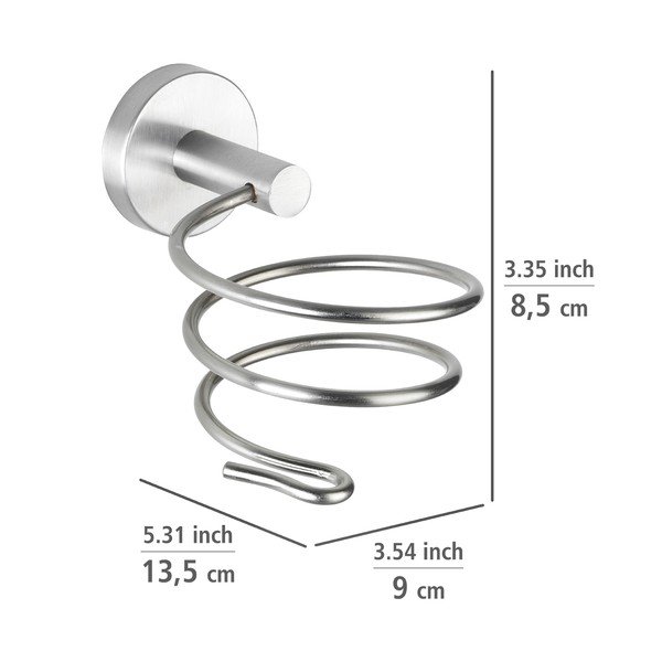 Supporto per asciugacapelli a parete in acciaio inox in argento opaco Bosio - Wenko-image-1
