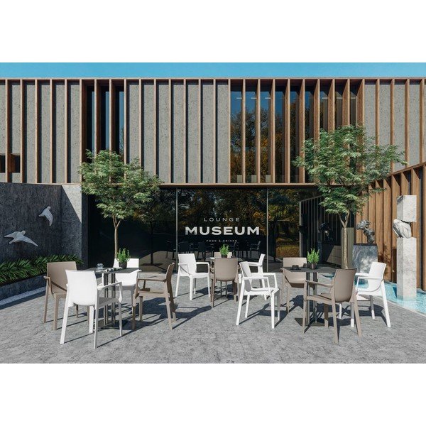 Sedia da giardino in plastica grigia Emma - Rojaplast-image-1