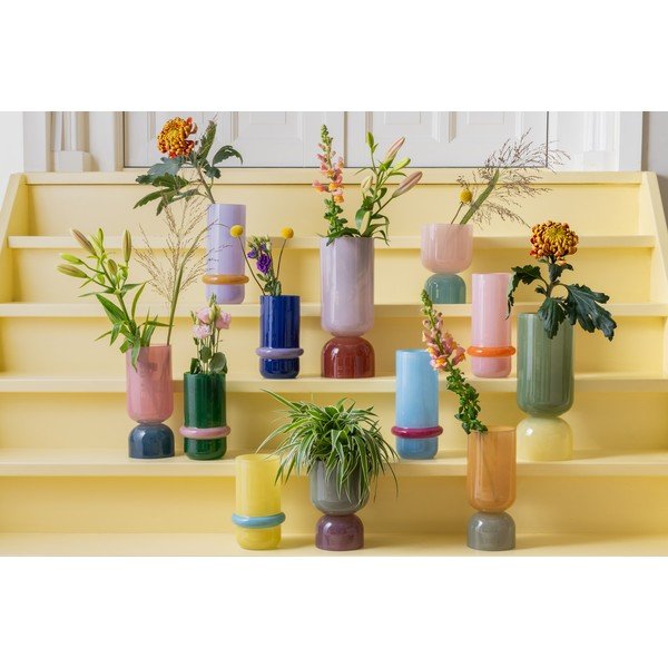 Vaso azzurro in vetro (altezza totale 28 cm) Animado Anillo – PT LIVING-image-2