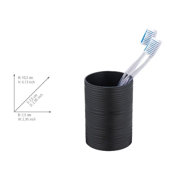 Portaspazzolino nero opaco in plastica Lyon – Allstar-image-3