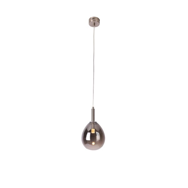 Lampadario LED grigio con paralume in vetro Lukka – Candellux Lighting