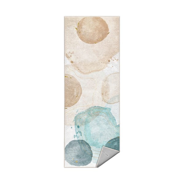 Passatoia color crema/turchese lavabile 80x200 cm Puddle – Mila Home