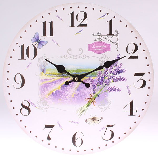 Dřevěné hodiny Lavender Manor, 34 cm
