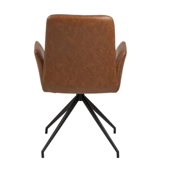 Sedia da pranzo marrone cognac in imbottito con braccioli Naya – Actona-image-3