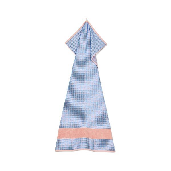 Asciugamano blu e rosa in spugna di cotone biologico 70x140 cm Check - JUNA-image-3