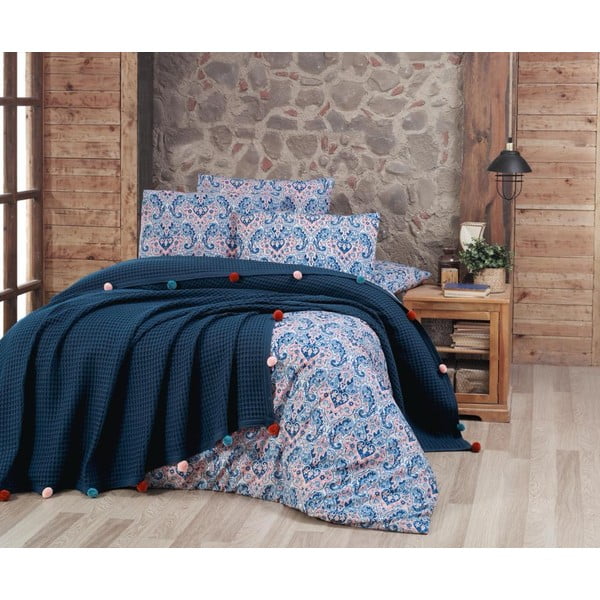 Biancheria da letto singola in cotone blu scuro 160x240 cm - Mila Home