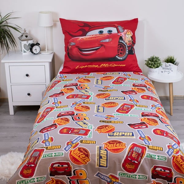 Set copripiumino e federa da bambini rosso in cotone per letto singolo 140x200 cm Cars "Legend" – Jerry Fabrics-image-2