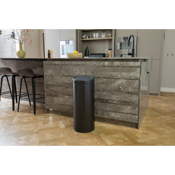 Bidone per rifiuti in acciaio grigio scuro touch 30 l Touch Bin - Brabantia-image-1