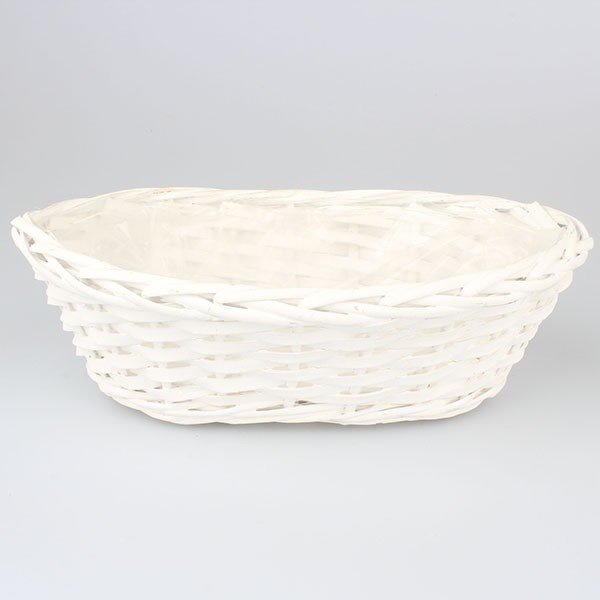 Bílý květináč z vrbového proutí Dakls, délka 40 cm