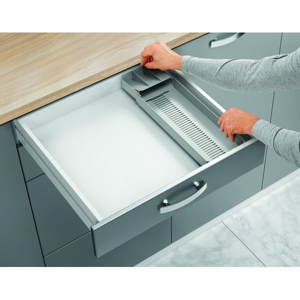 Credenza in plastica grigia per cassetto 15 x 49 cm - Metaltex-image-4