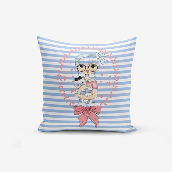 Federa in misto cotone Blue Striped Fashion Girl, 45 x 45 cm - Minimalist Cushion Covers