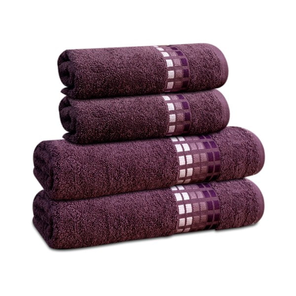 Asciugamano in cotone viola scuro 50x100 cm Darwin - My House-image-2
