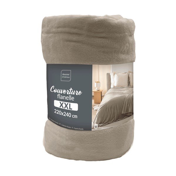 Coperta grigio tortora in microflanella 220x240 cm Flanou – douceur d'intérieur-image-3