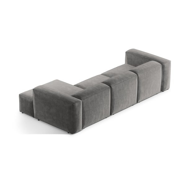 Divano angolare grigio chiaro (con penisola a destra/con chaise lounge) con rivestimento in velluto a coste Bergamo – Cosmopolitan Design-image-4