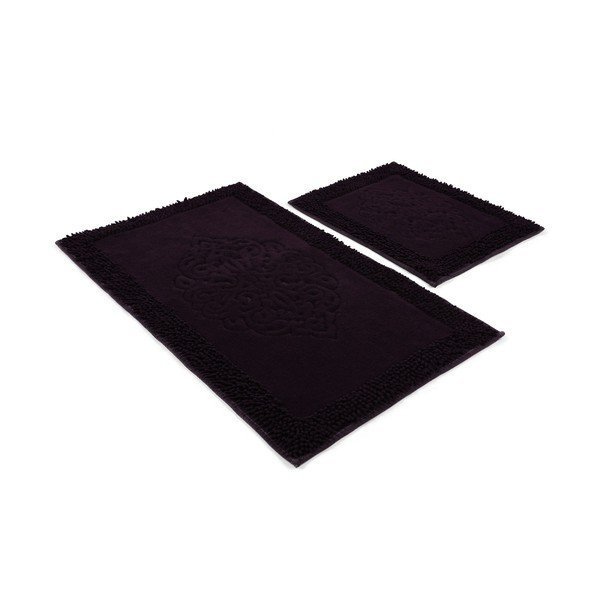 Tappeti da bagno viola scuro in set da 2 100x60 cm Piante - Foutastic-image-2
