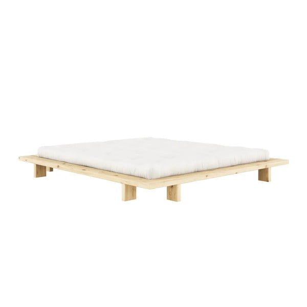 Letto matrimoniale in legno di pino con griglia color naturale 160x200 cm Japan - Karup Design