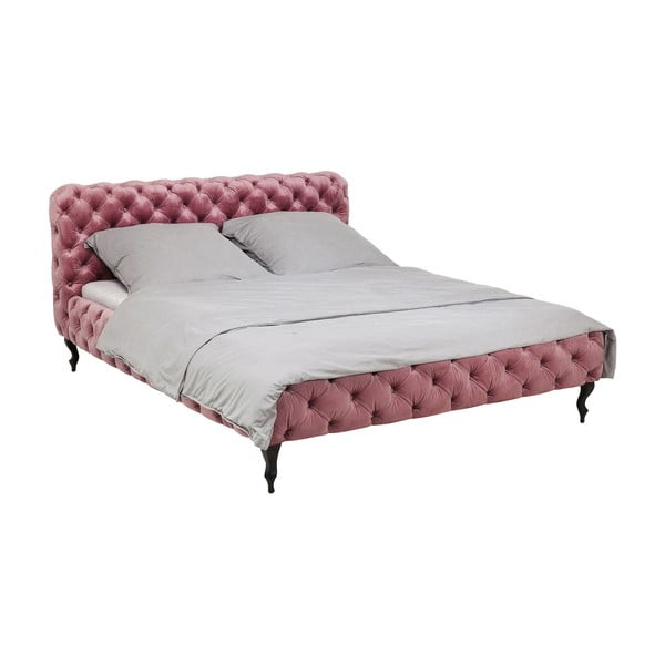 Letto matrimoniale imbottito in velluto rosa , 180 x 200 cm Desire - Kare Design