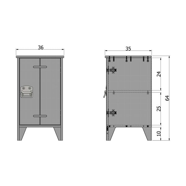 Comodino in pino grigio Kluis - WOOOD-image-2