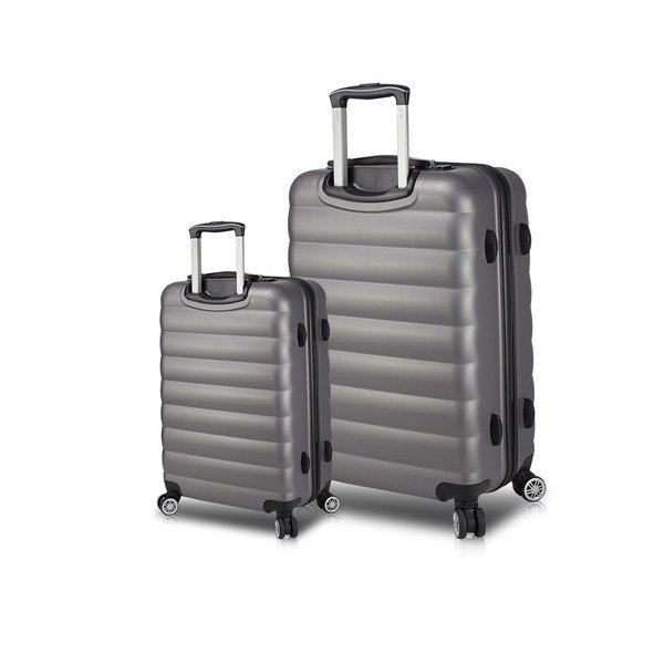 Set di 2 valigie da viaggio grigie su ruote con porte USB My Valice RESSNO Cabin & Large - Myvalice