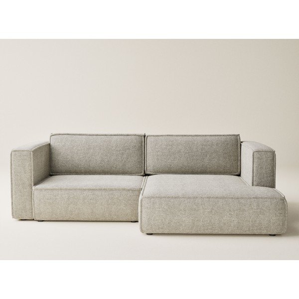 Divano angolare beige allungabile/con contenitore (con penisola a destra/con chaise lounge) con rivestimento in ciniglia Velto – Maison de Rêve-image-2