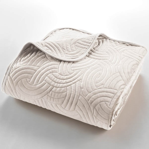 Set con copriletto e federa color crema in velluto 240x260 cm Solange – douceur d'intérieur