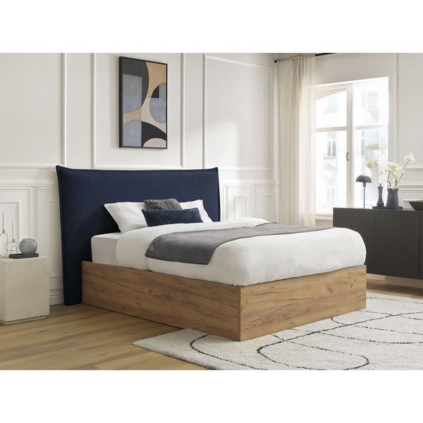 Letto matrimoniale imbottito/in truciolato blu imbottito con contenitore con rete inclusa 180x200 cm Charlie – Bobochic Paris-image-3